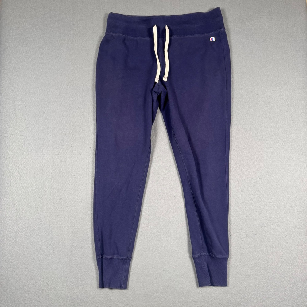 Champion Sweatpants Men Large Blue Joggers Cotton Blend C Logo Athletic Classic